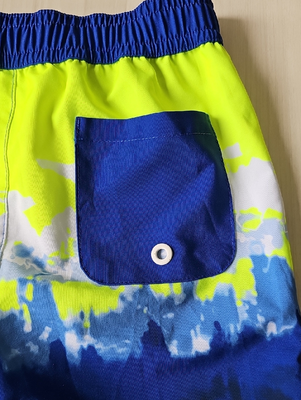 Boys Neon Lime & Blue Swim Trunks - Picture 5 of 5